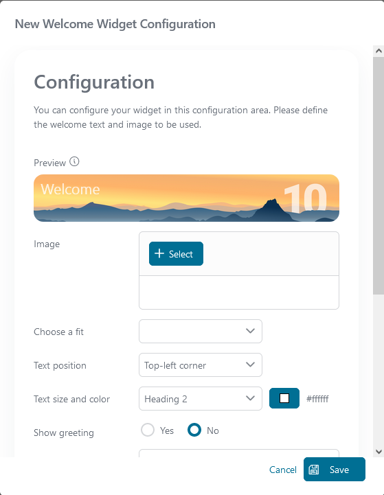 welcome-widget-configuration