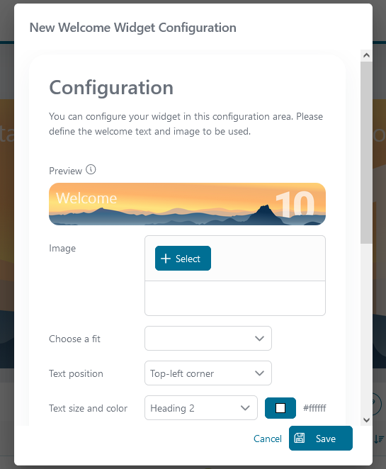 welcome-widget-configuration