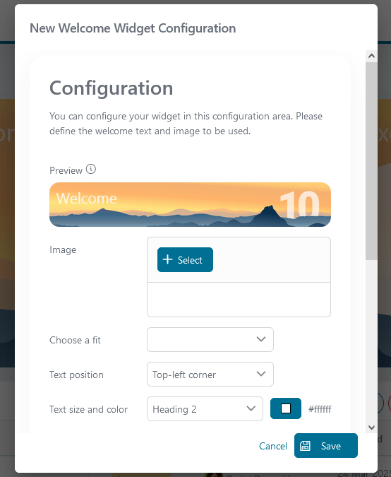 welcome-widget-configuration