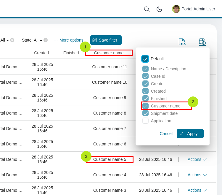 case-columns-configuration