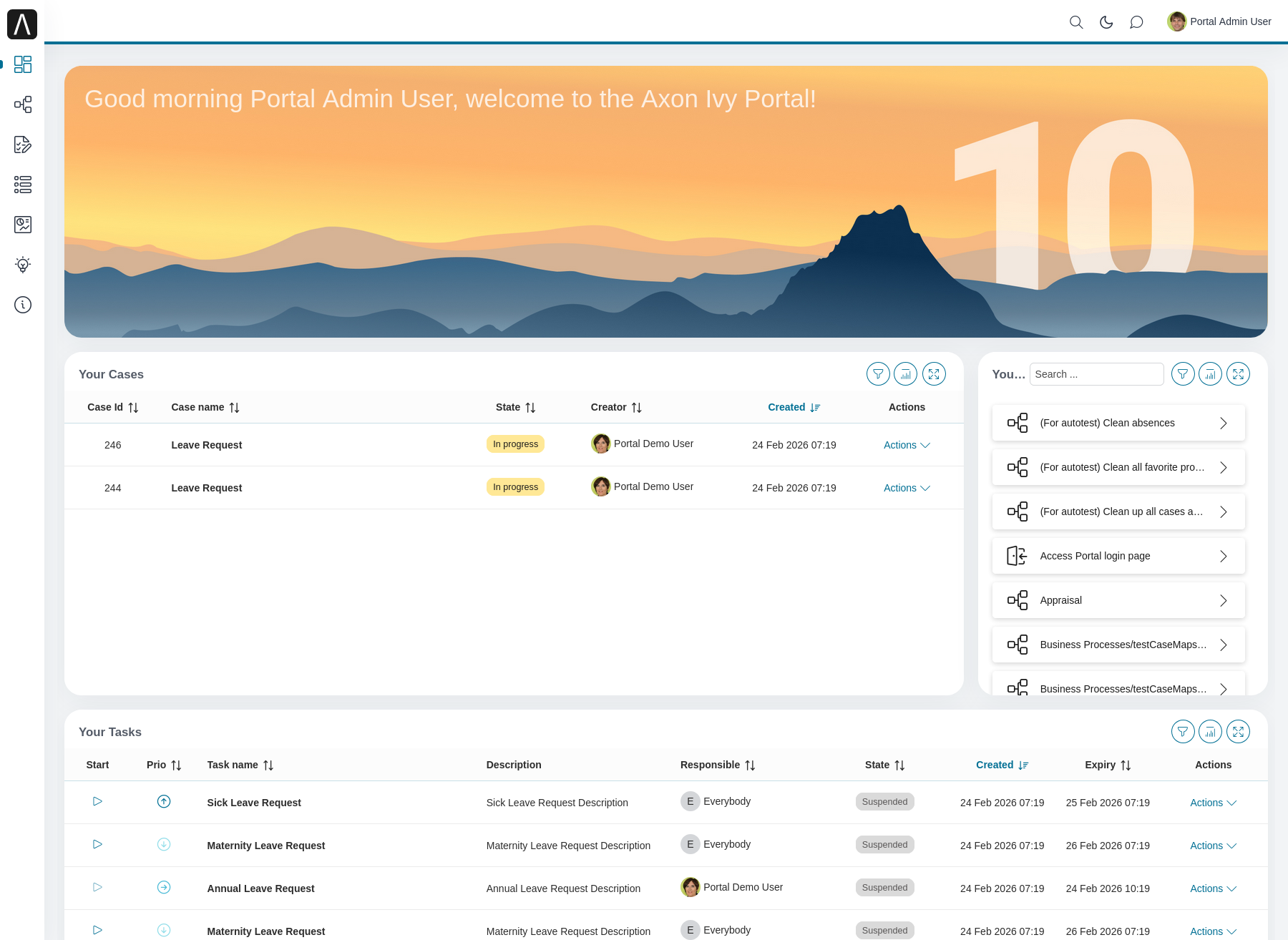 Dashboard — Portal Guide 10.0 documentation