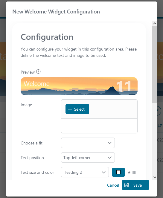 welcome-widget-configuration