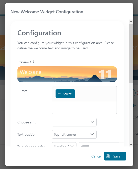 welcome-widget-configuration