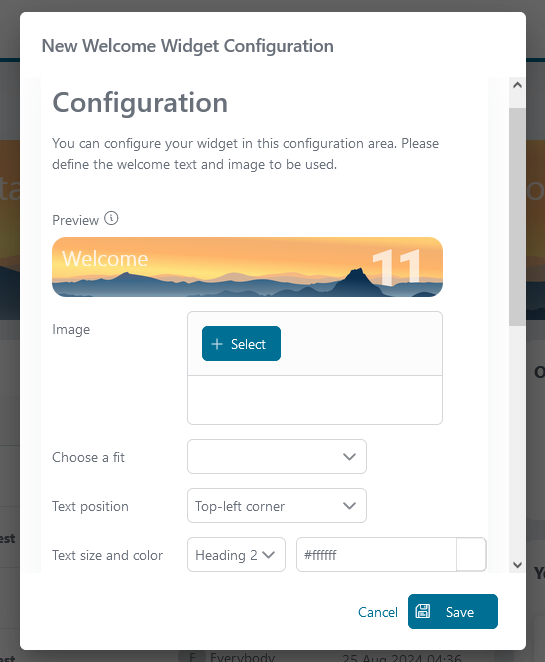 welcome-widget-configuration