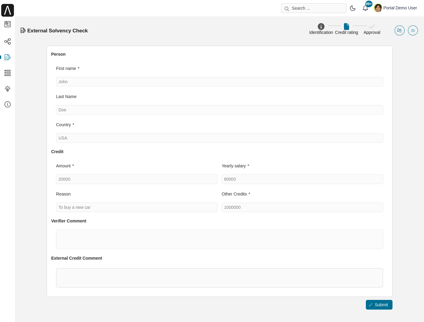 Portal examples: Lending casemap - approval task