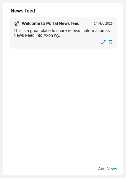 Dashboard news feed widget