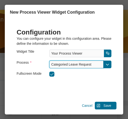 Dashboard process viewer widget's configuration dialog