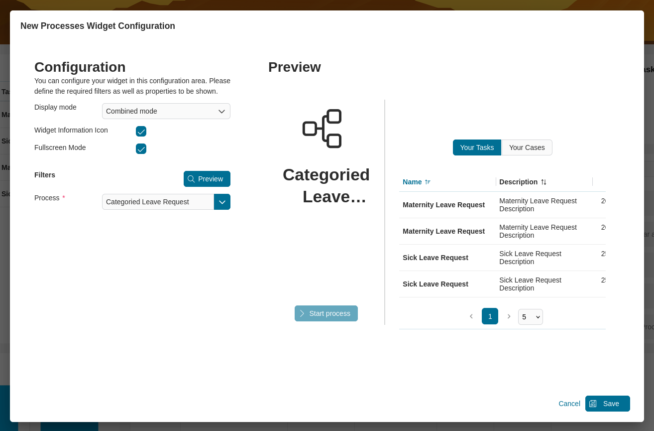 Dashboard process widget's combined mode
