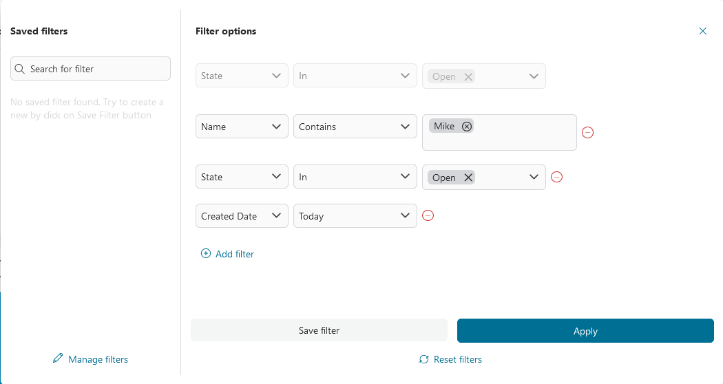 Complex filter example