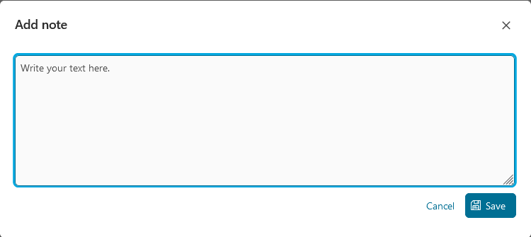 Case Details: Add note dialog