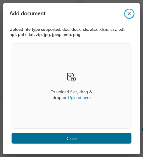 Case Details: Add document dialog