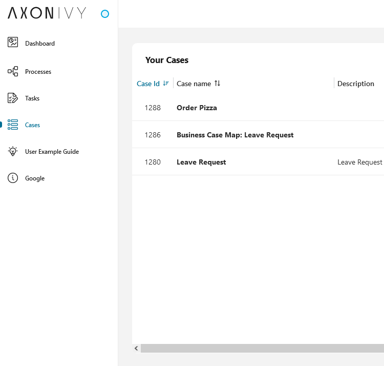 Menu to navigate to the Full case list page