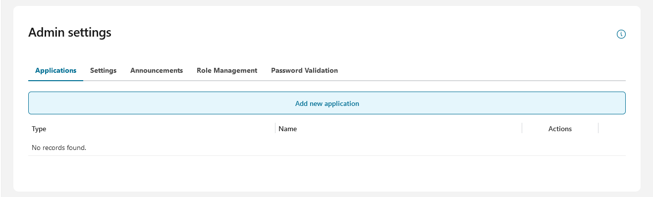 Admin setting: applications