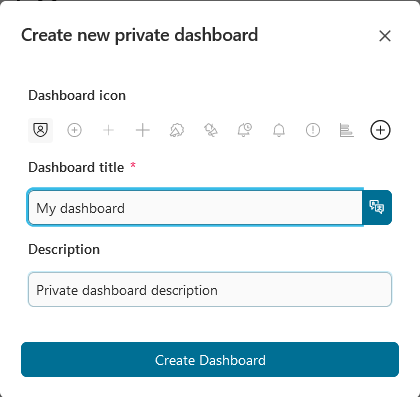 Multi language usage when create private dashboard