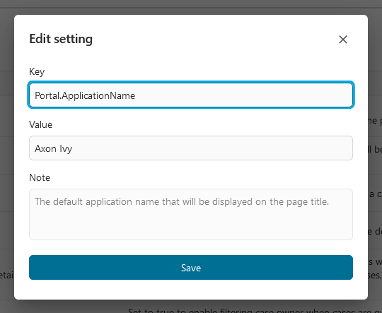 Admin setting: Edit global setting dialog