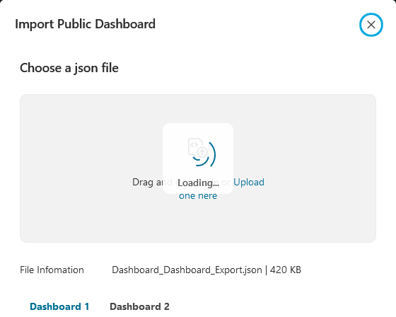 Import public dashboard dialog