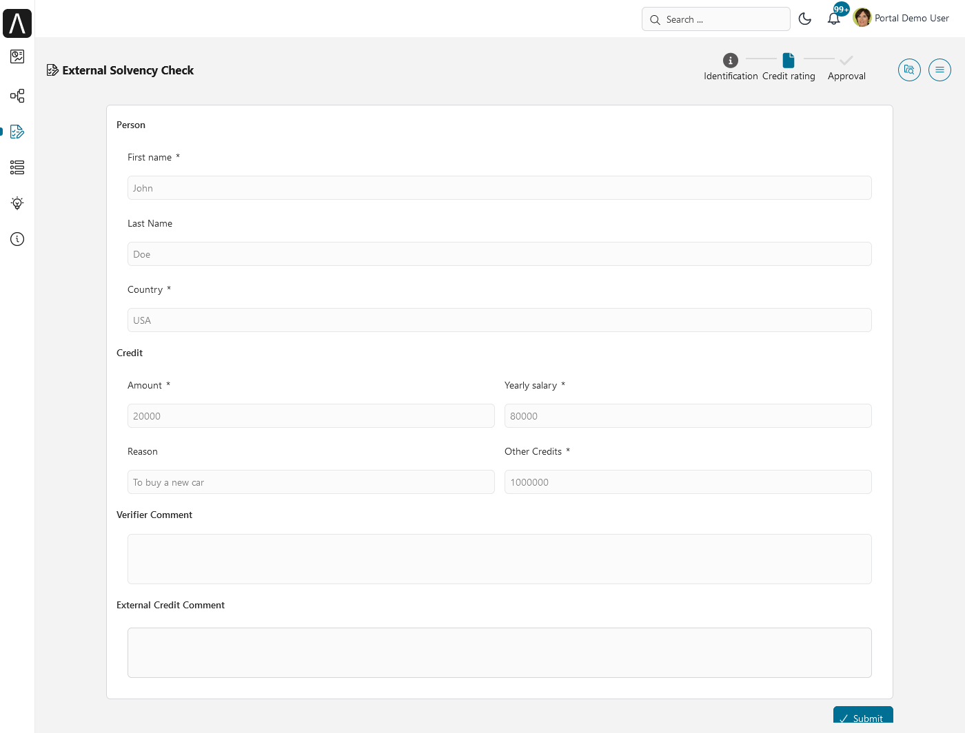 Portal examples: Lending casemap - approval task