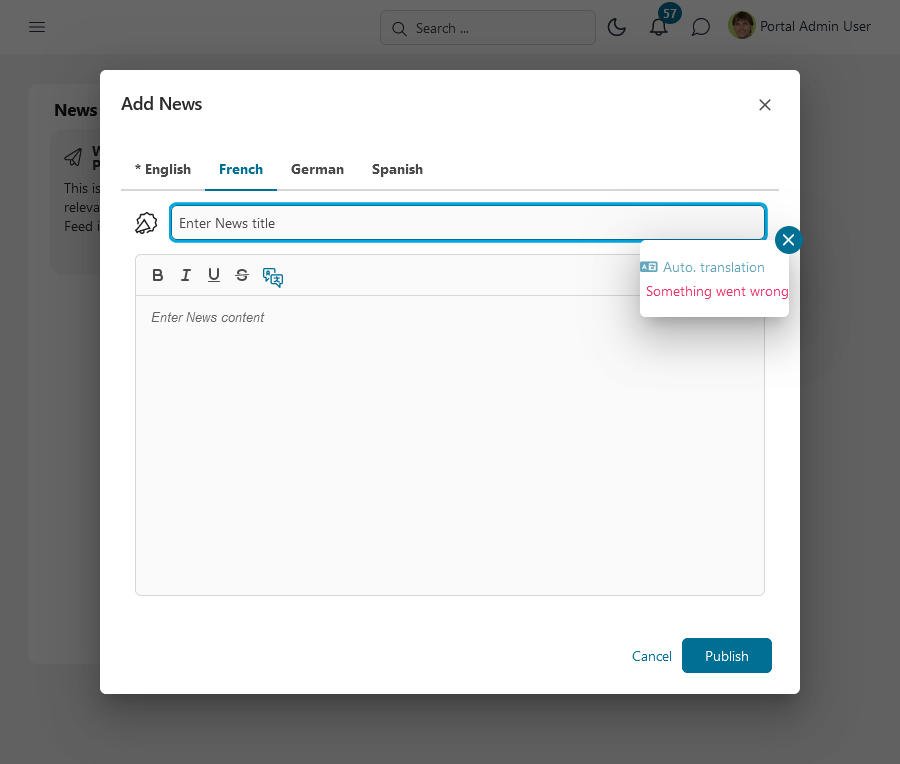 Dashboard external page widget's overlay dialog