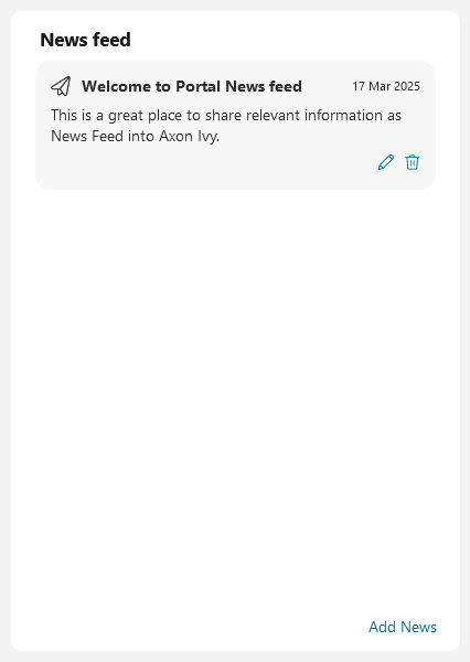 Dashboard news feed widget