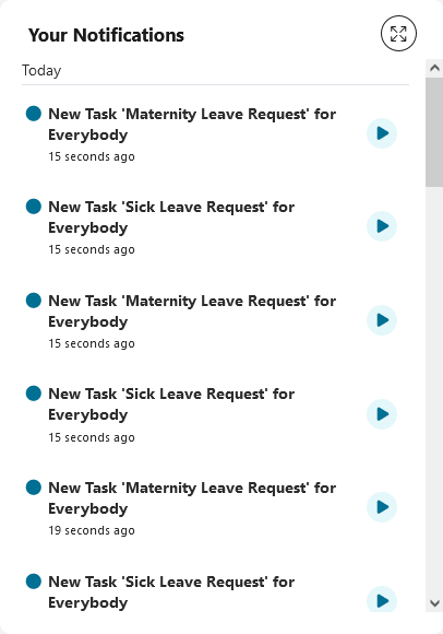 Dashboard notification widget