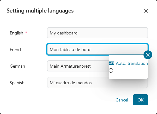 Multi language: Translation panel