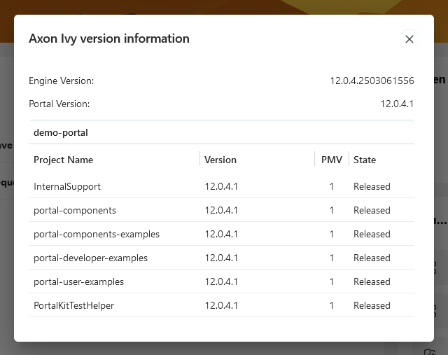 Version information dialog
