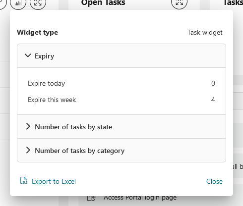Dashboard widget's info panel
