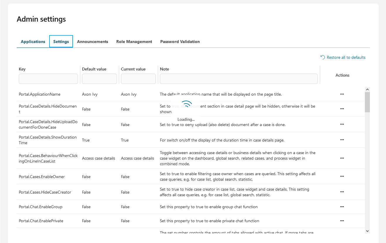Admin setting: Global settings