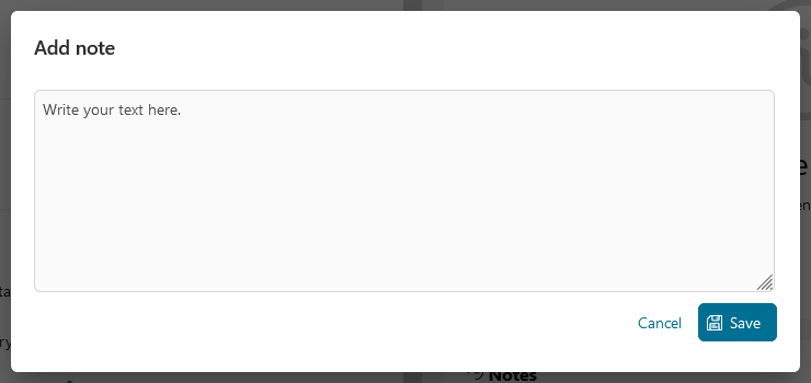 Task Details: Add note dialog