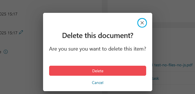 Task Details: Delete document confirm dialog