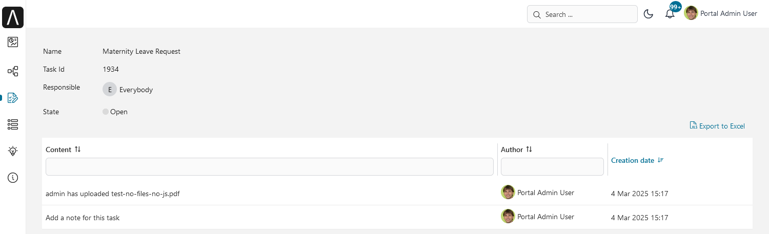 Link to export task notes