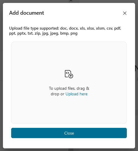 Task Details:Add document dialog