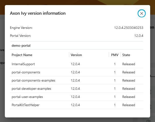 Version information dialog