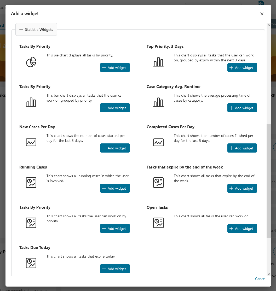 Statistic widget list