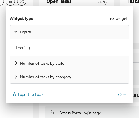 Dashboard widget's info panel