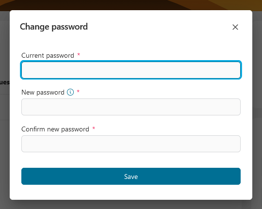 Change password dialog