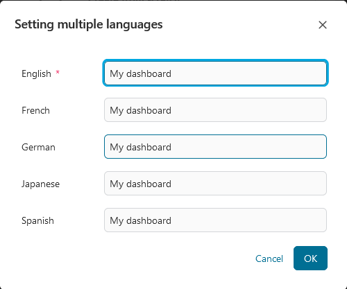Multi language dialog