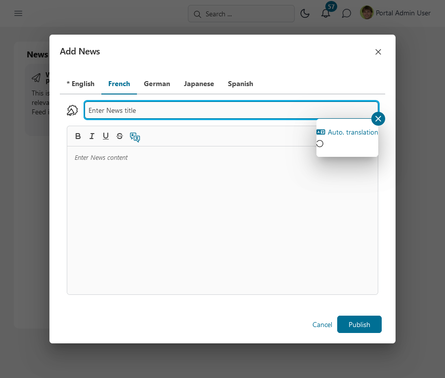 Dashboard external page widget's overlay dialog