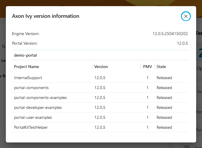 Version information dialog