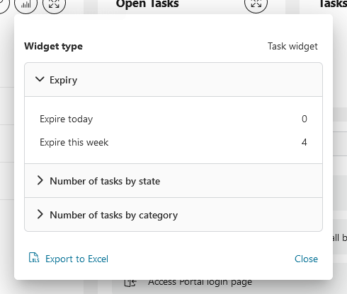 Dashboard widget's info panel