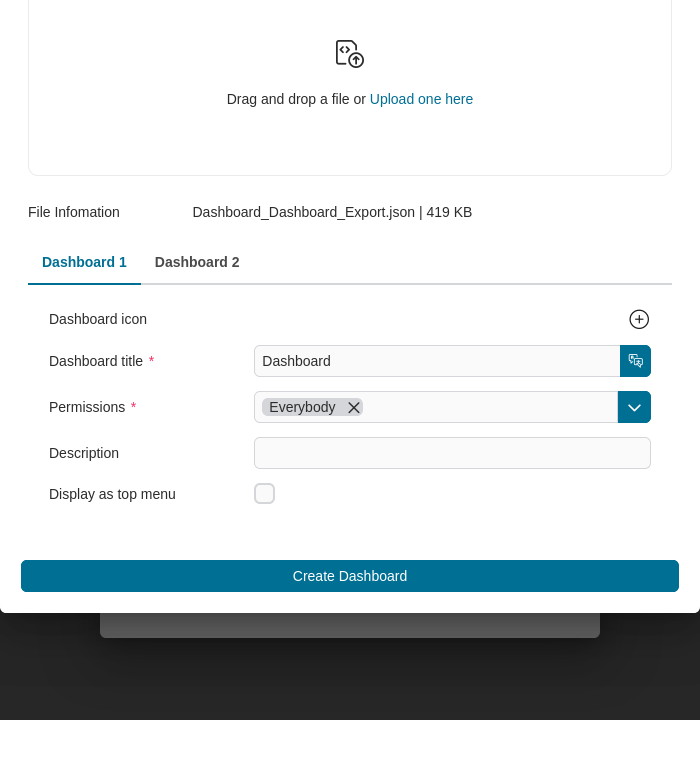 Import public dashboard dialog