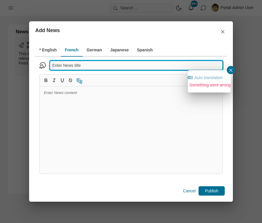Dashboard external page widget's overlay dialog
