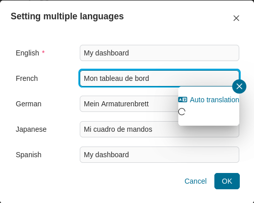 Multi language: Translation panel