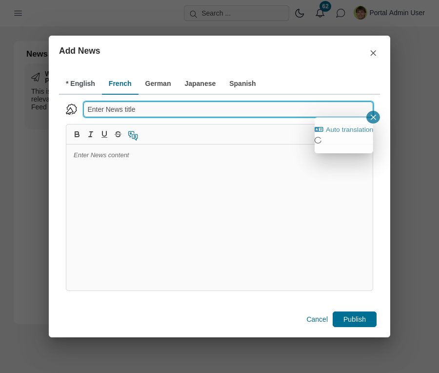 Dashboard external page widget's overlay dialog