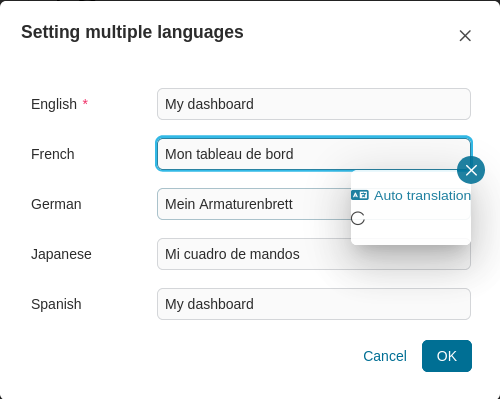 複数言語：翻訳パネル
