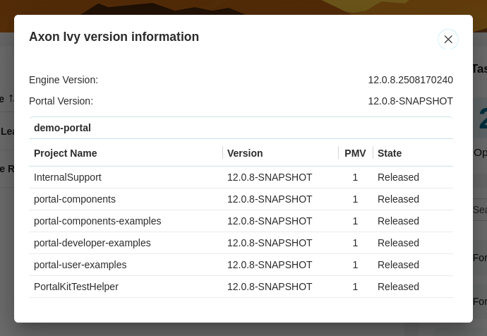 Version information dialog