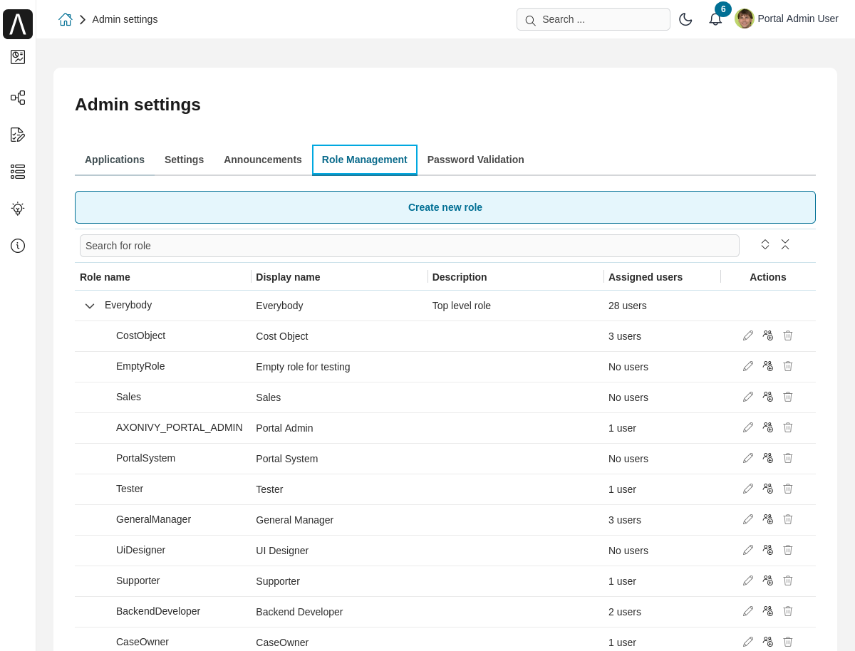 管理者設定：ロールの管理