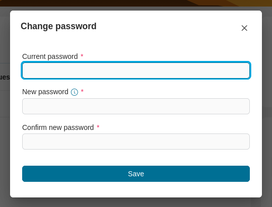 パスワードの変更ダイアログ