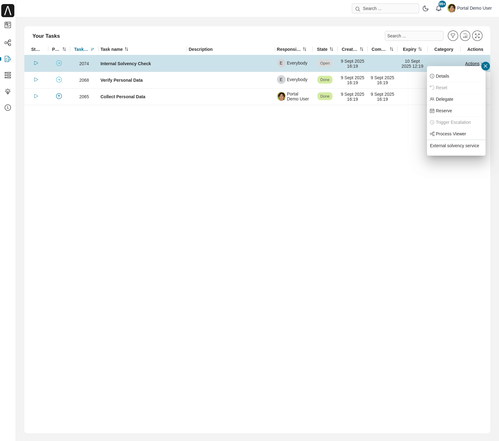 Portal examples: Lending case map - external solvency service