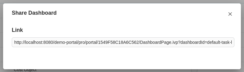 Share dashboard dialog